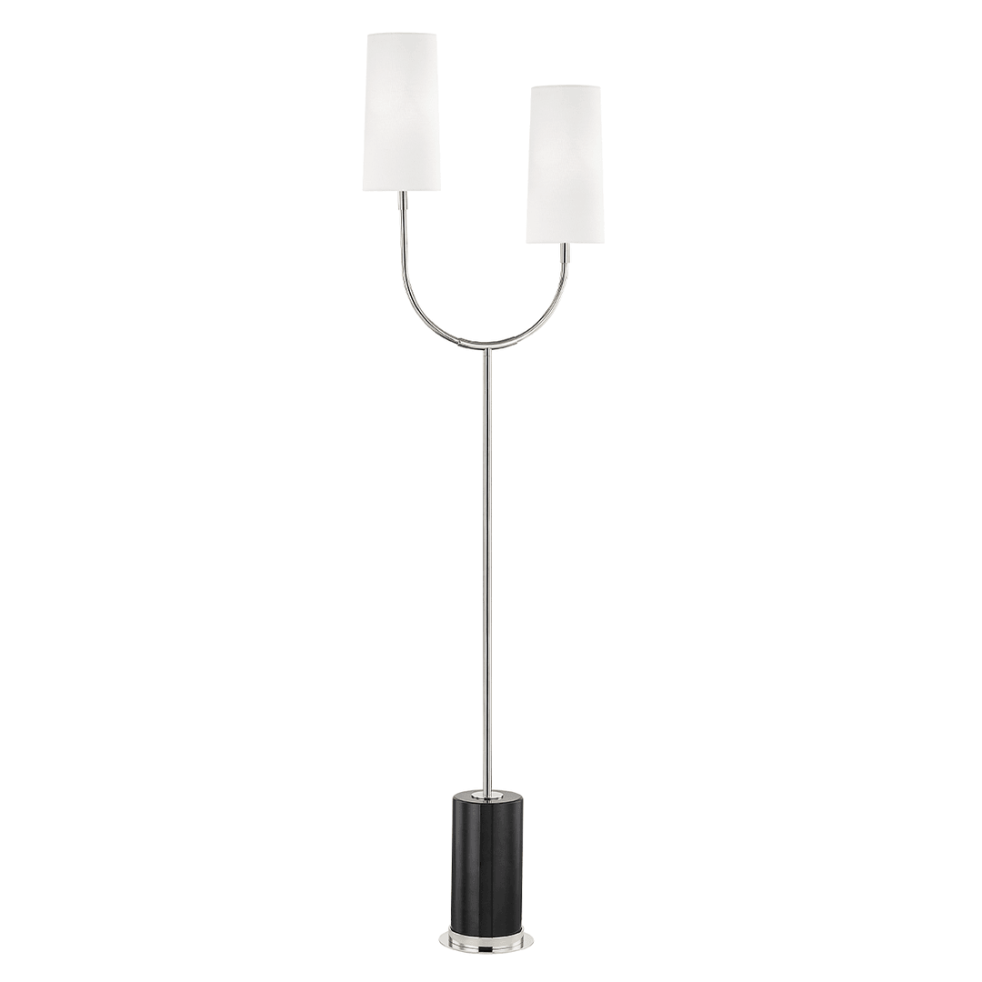 Steel Arch Arms and Marble Base with Fabric Shade Floor Lamp - LV LIGHTING