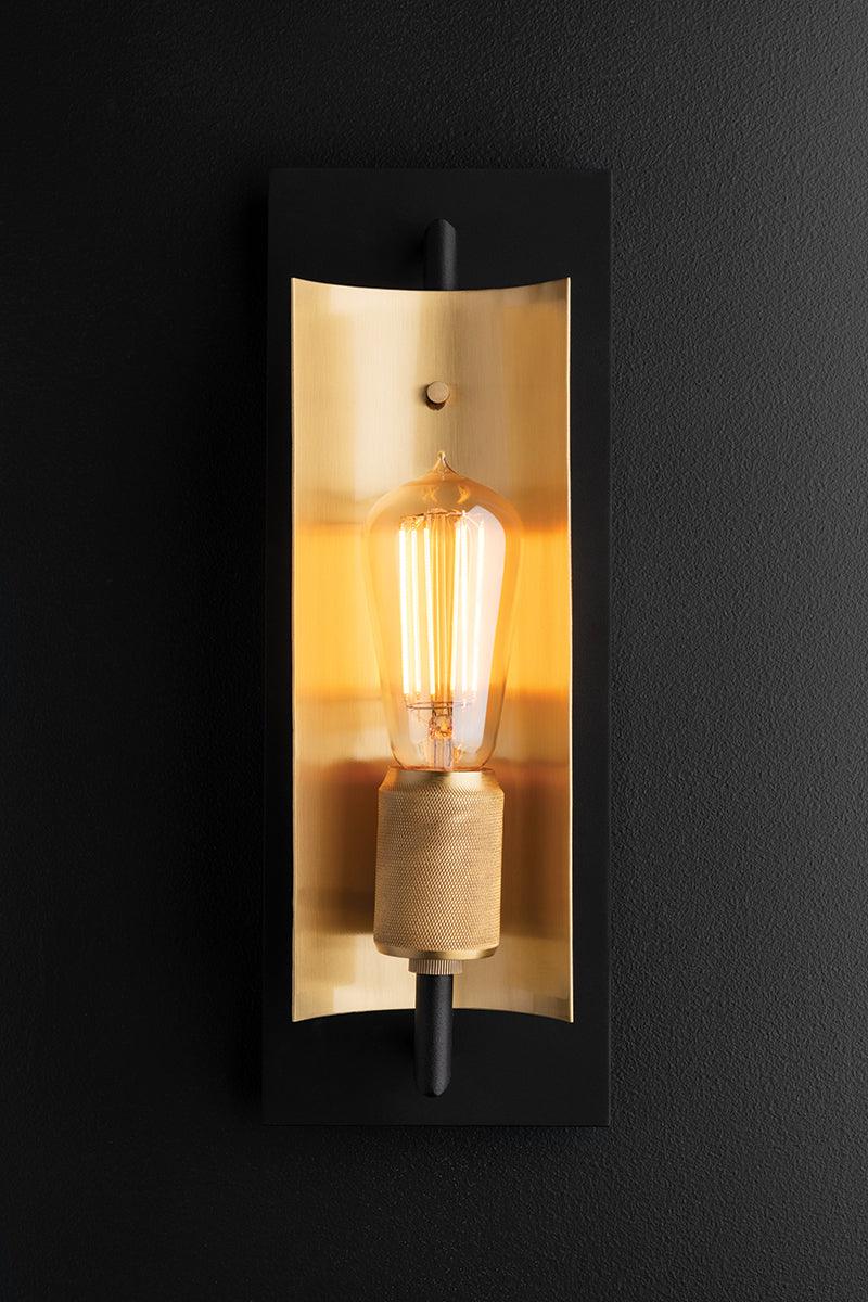 Carbide Black with Brushed Brass Frame Wall Sconce - LV LIGHTING