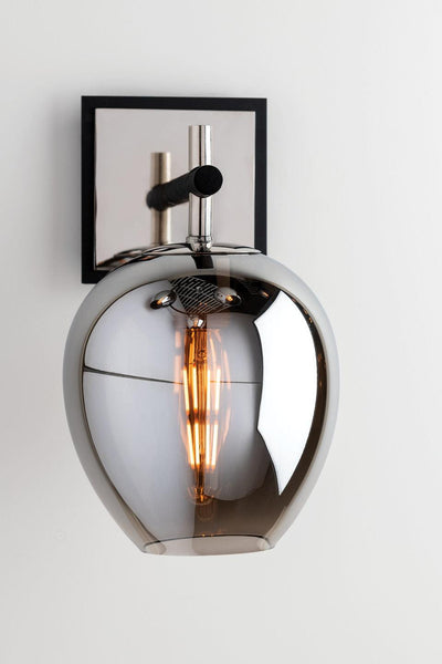 Carbide Black and Polished Nickel Frame with Smoke Glass Shade Wall Sconce - LV LIGHTING