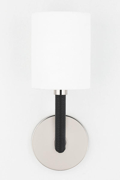 Burnished Nickel with Black Leather Wrapped Arm Wall Sconce - LV LIGHTING