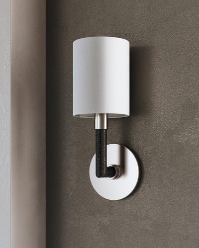 Burnished Nickel with Black Leather Wrapped Arm Wall Sconce - LV LIGHTING