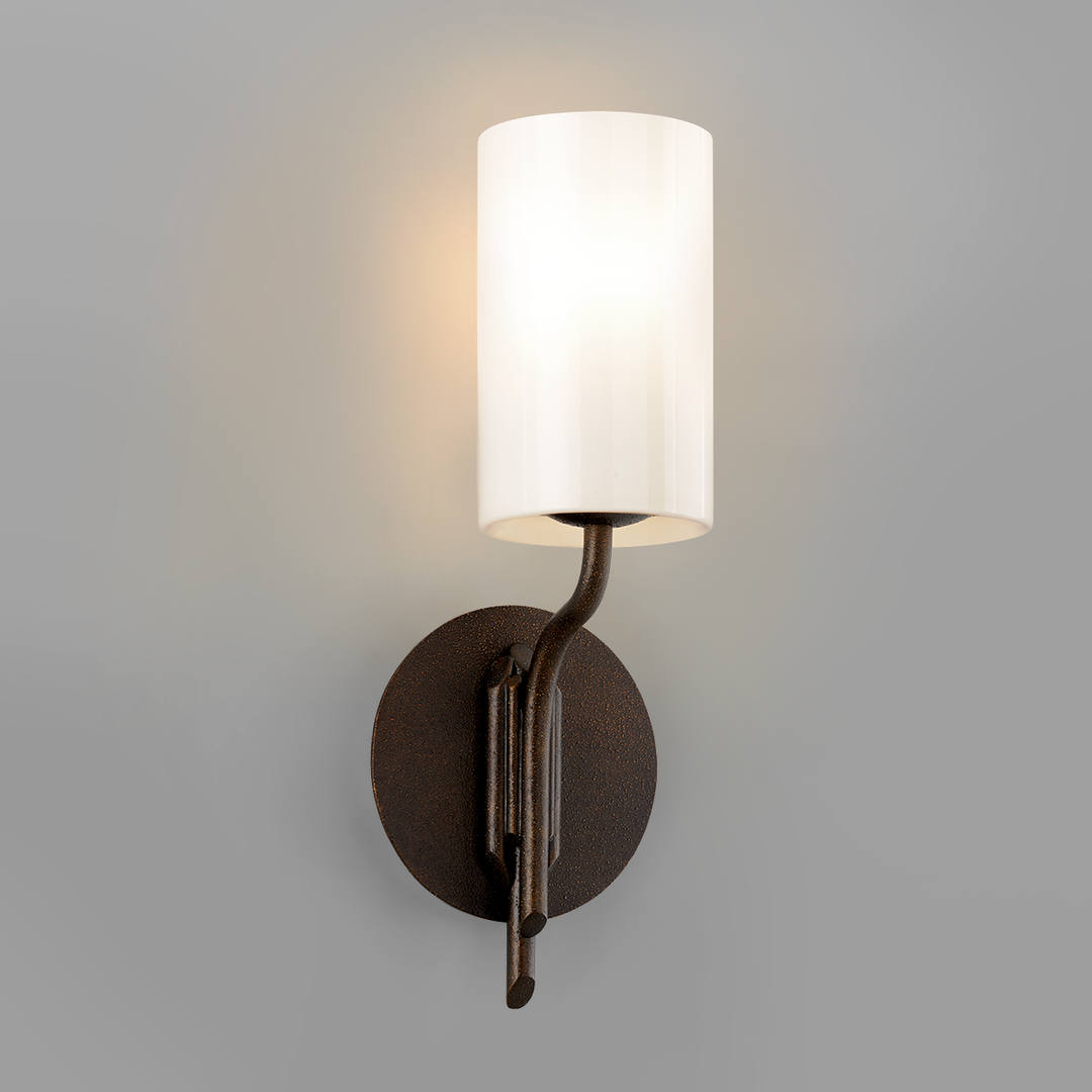 Steel Curve Arm with Opal White Glass Shade Wall Sconce