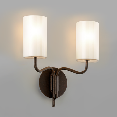 Steel Curve Arm with Opal White Glass Shade Wall Sconce