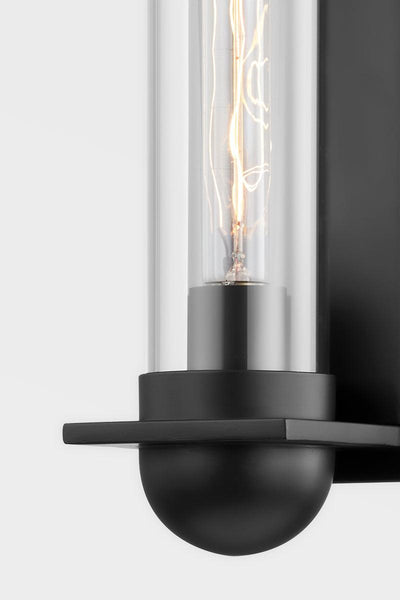 Satin Black with Clear Cylindrical Glass Shade Wall Sconce - LV LIGHTING