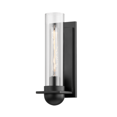 Satin Black with Clear Cylindrical Glass Shade Wall Sconce - LV LIGHTING