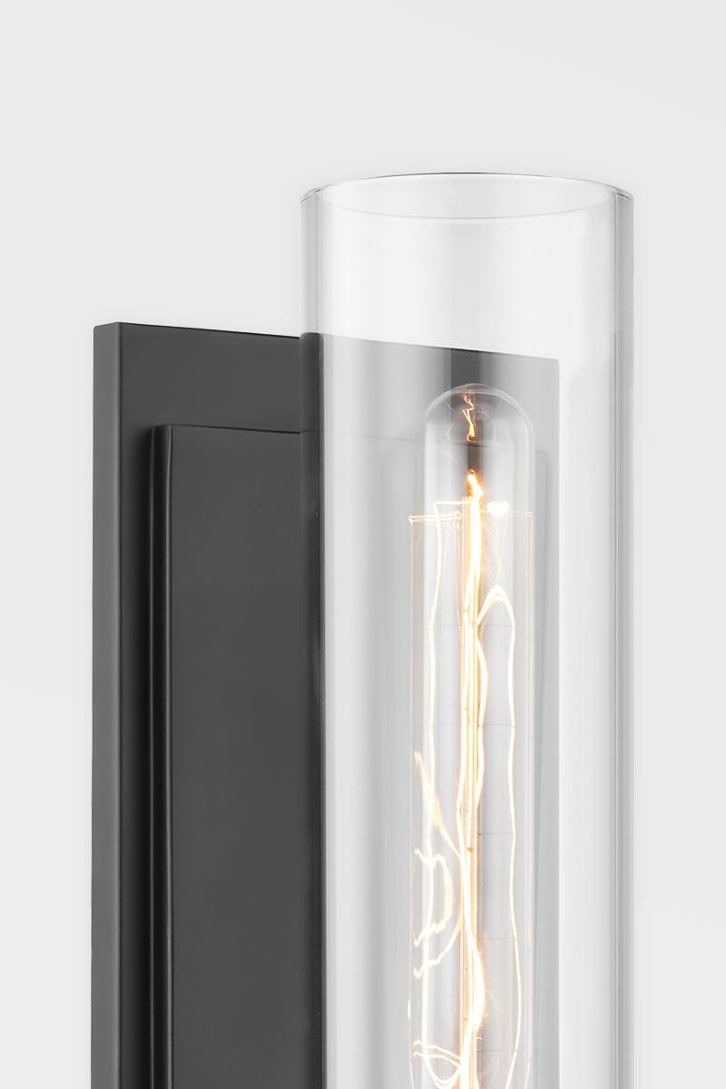 Satin Black with Clear Cylindrical Glass Shade Wall Sconce - LV LIGHTING