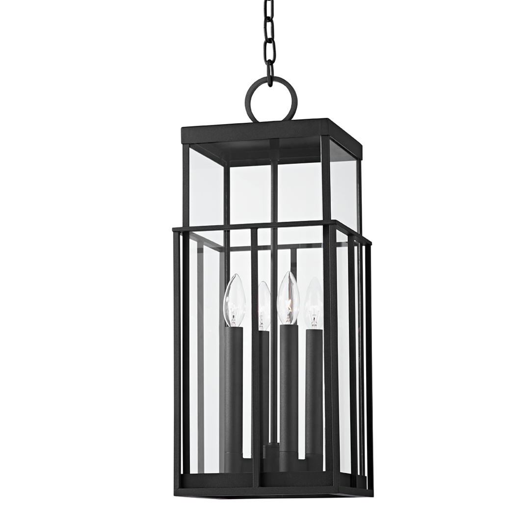 Textured Black with Clear Glass Shade Outdoor Pendant