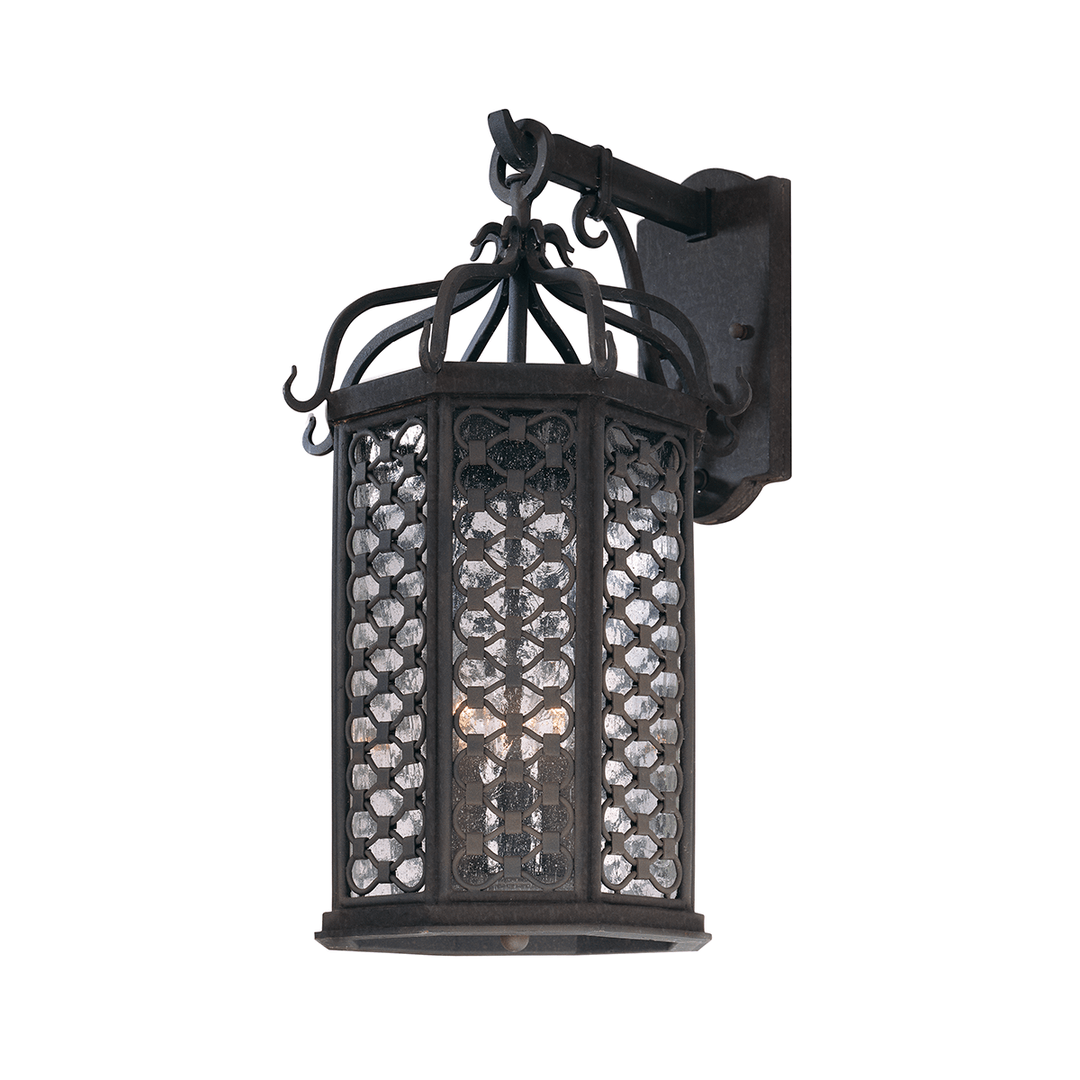 Old Iron Ribbon Frame with Clear Seedy Glass Shade Outdoor Wall Sconce - LV LIGHTING