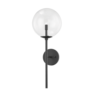 Soft Black with Clear Glass Globe Wall Sconce - LV LIGHTING