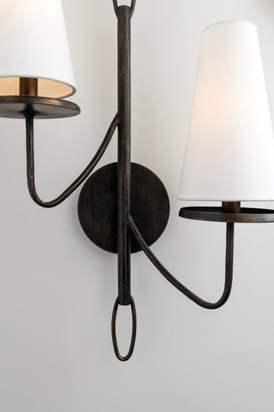 Steel Curve Arm with Fabric Shade Wall Sconce