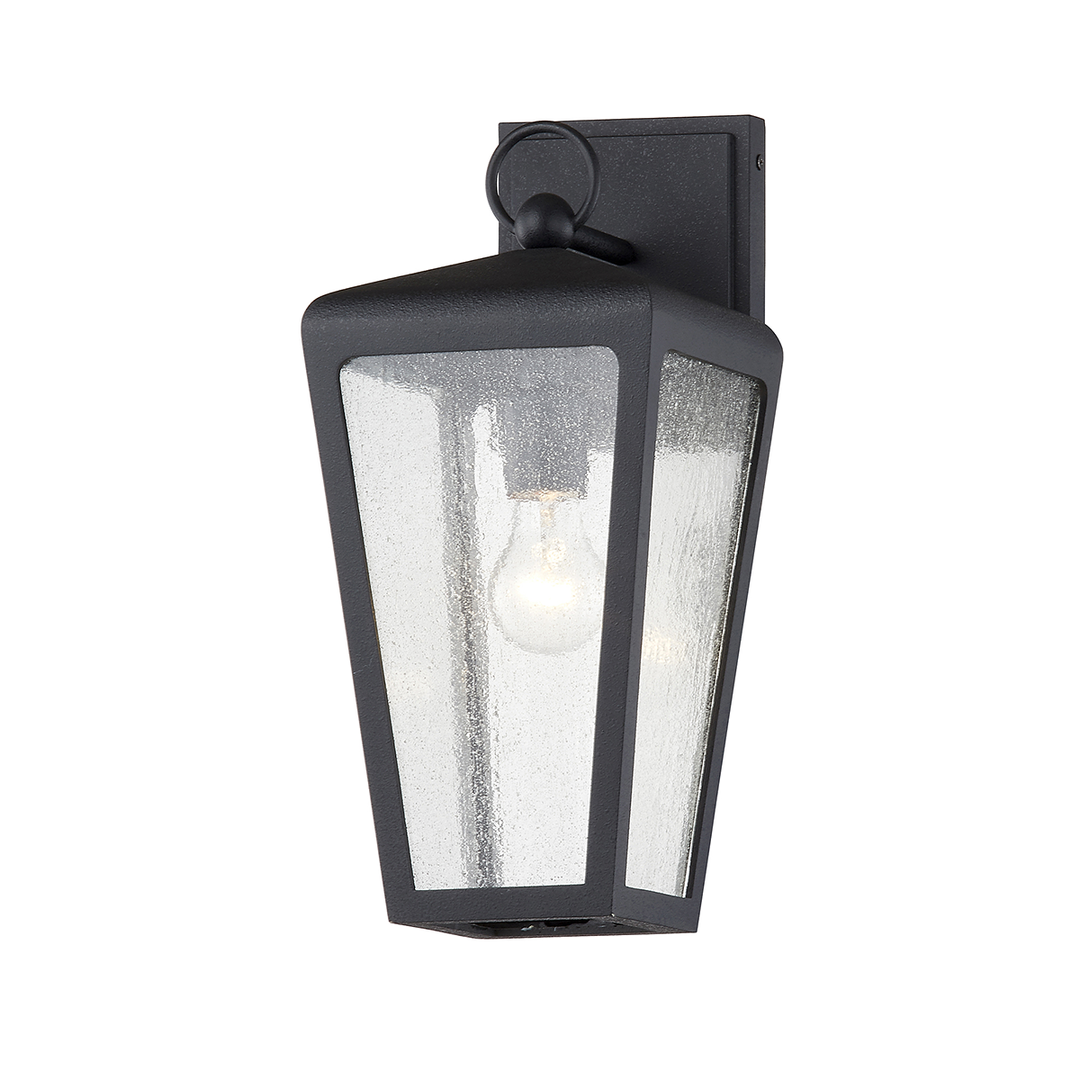 Textured Black with Clear Seedy Glass Shade Outdoor Wall Sconce