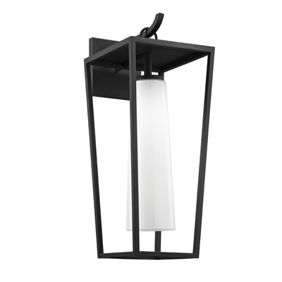 Textured Black with Opal White Glass Shade Outdoor Wall Sconce