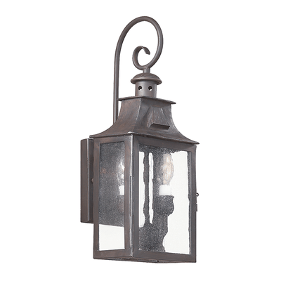 Old Bronze Curl Arm with Clear Seedy Glass Shade Outdoor Wall Sconce - LV LIGHTING