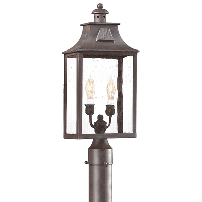 Old Bronze with Clear Seedy Glass Shade Outdoor Post Light - LV LIGHTING