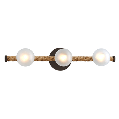 Classic Bronze Wrapped with Braids of Abacá Rope and Opal Glass Shade Vanity Light - LV LIGHTING