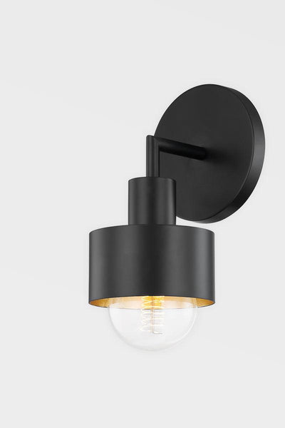 Soft Black with Gold Leaf Arm and Shade Wall Sconce - LV LIGHTING