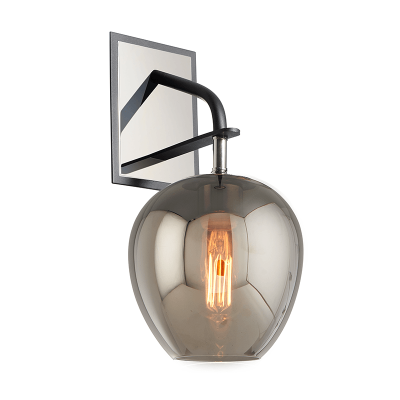 Carbide Black and Polished Nickel with Smoke Glass Shade Wall Sconce - LV LIGHTING