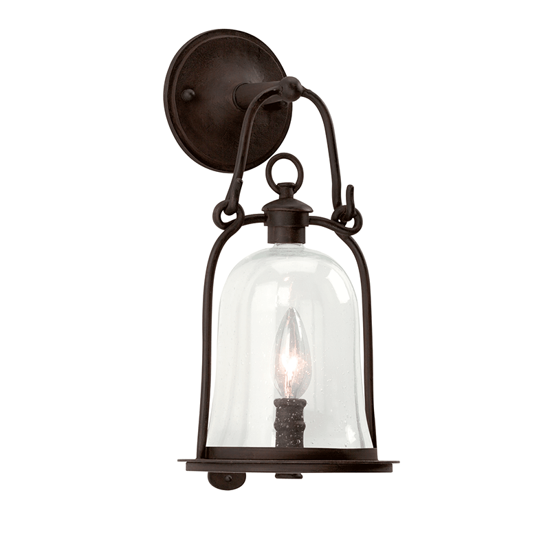 Natural Bronze with Clear Seedy Glass Shade Outdoor Wall Sconce - LV LIGHTING