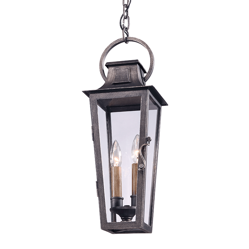 Aged Pewter with Clear Glass Shade Outdoor Pendant - LV LIGHTING