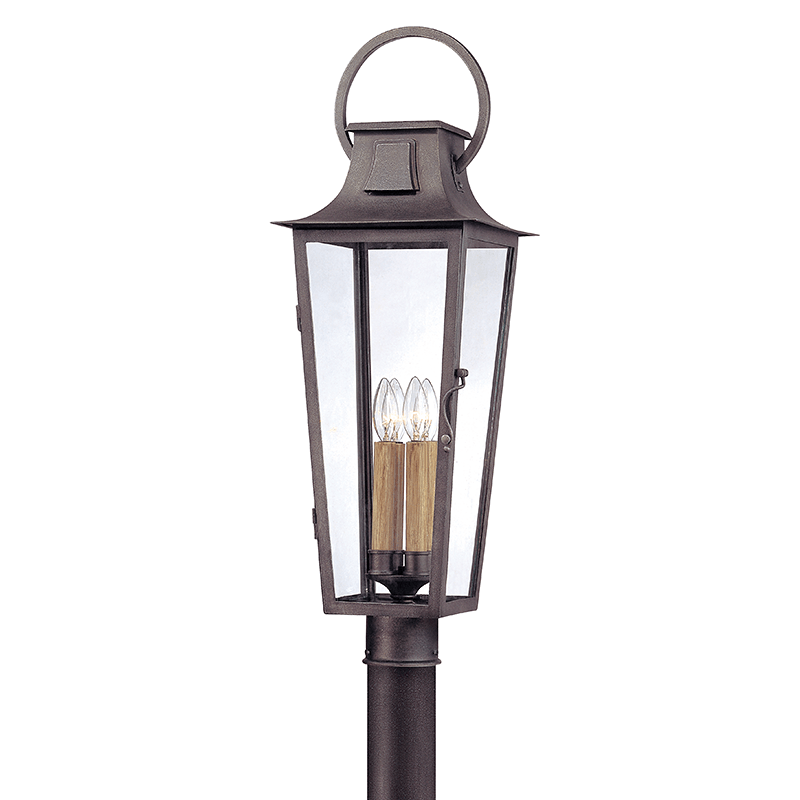 Aged Pewter with Clear Glass Shade Outdoor Post Light - LV LIGHTING