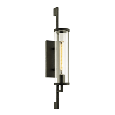 Forged Iron with Clear Cylindrical Glass Shade Outdoor Wall Sconce - LV LIGHTING