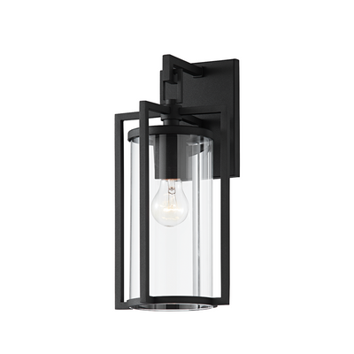 Steel with Clear Crylindrical Glass Sade Outdoor Wall Sconce