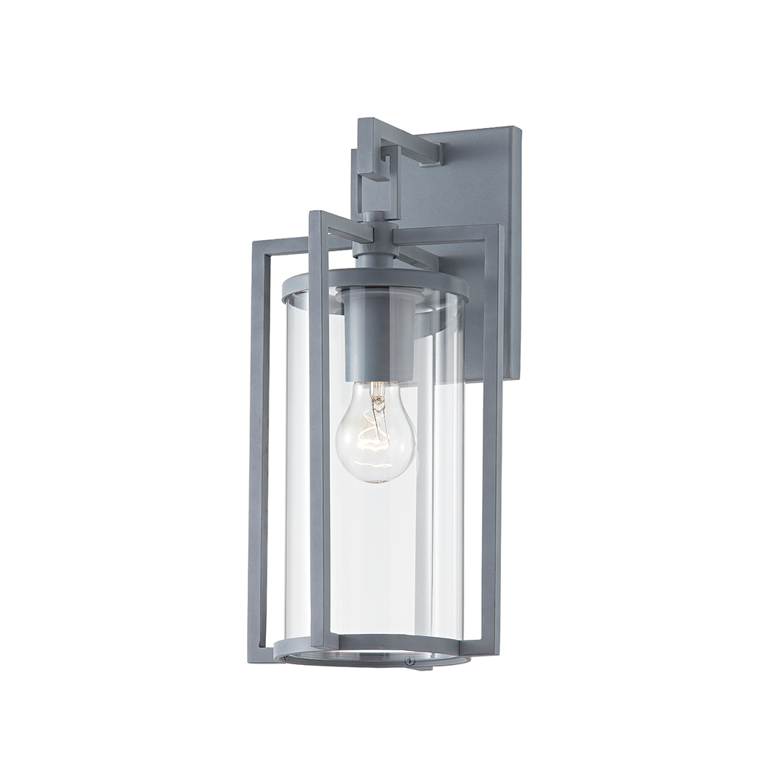 Steel with Clear Crylindrical Glass Sade Outdoor Wall Sconce