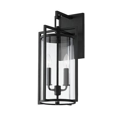 Steel with Clear Crylindrical Glass Sade Outdoor Wall Sconce