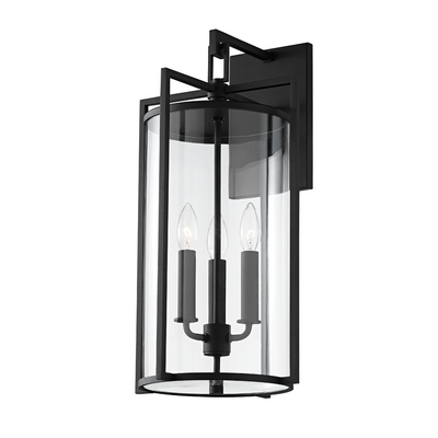 Steel with Clear Crylindrical Glass Sade Outdoor Wall Sconce