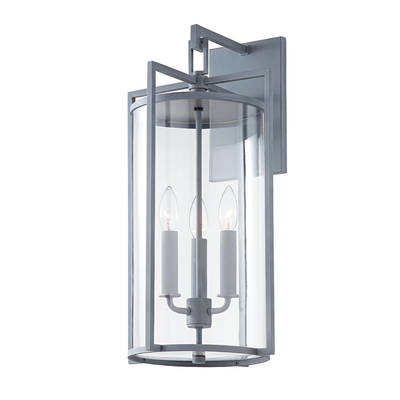 Steel with Clear Crylindrical Glass Sade Outdoor Wall Sconce