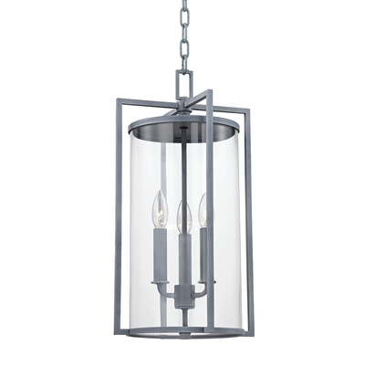 Steel with Clear Crylindrical Glass Sade Outdoor Pendant