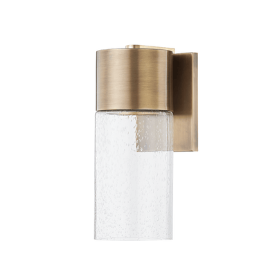 Panita Brass with Clear Cylindrical Seedy Glass Shade Wall Sconce - LV LIGHTING