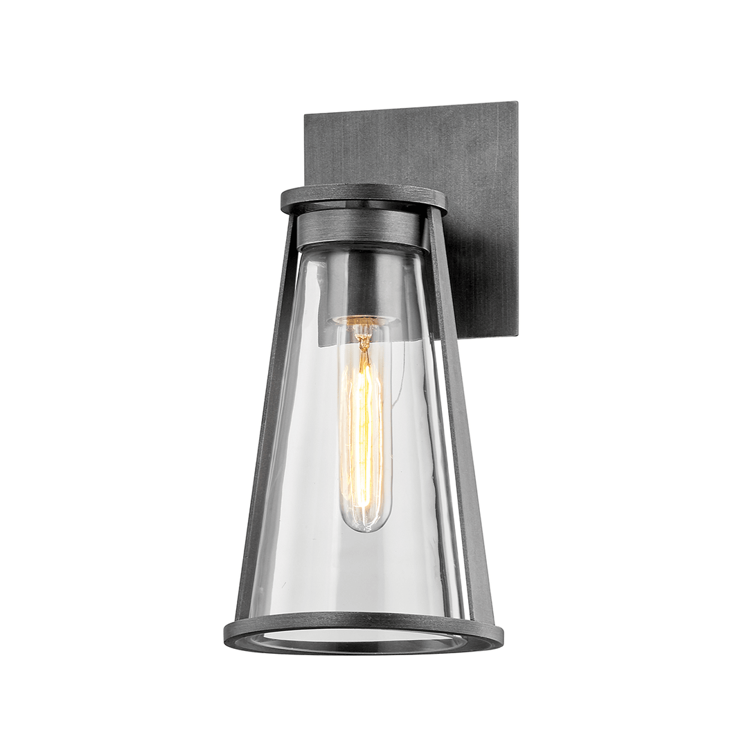 Graphite Frame with Clear Conical Glass Shade Outdoor Wall Sconce - LV LIGHTING