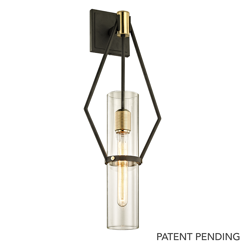 Steel Frame with Clear Cylindrical Glass Shade Wall Sconce