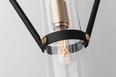 Steel Frame with Clear Cylindrical Glass Shade Wall Sconce