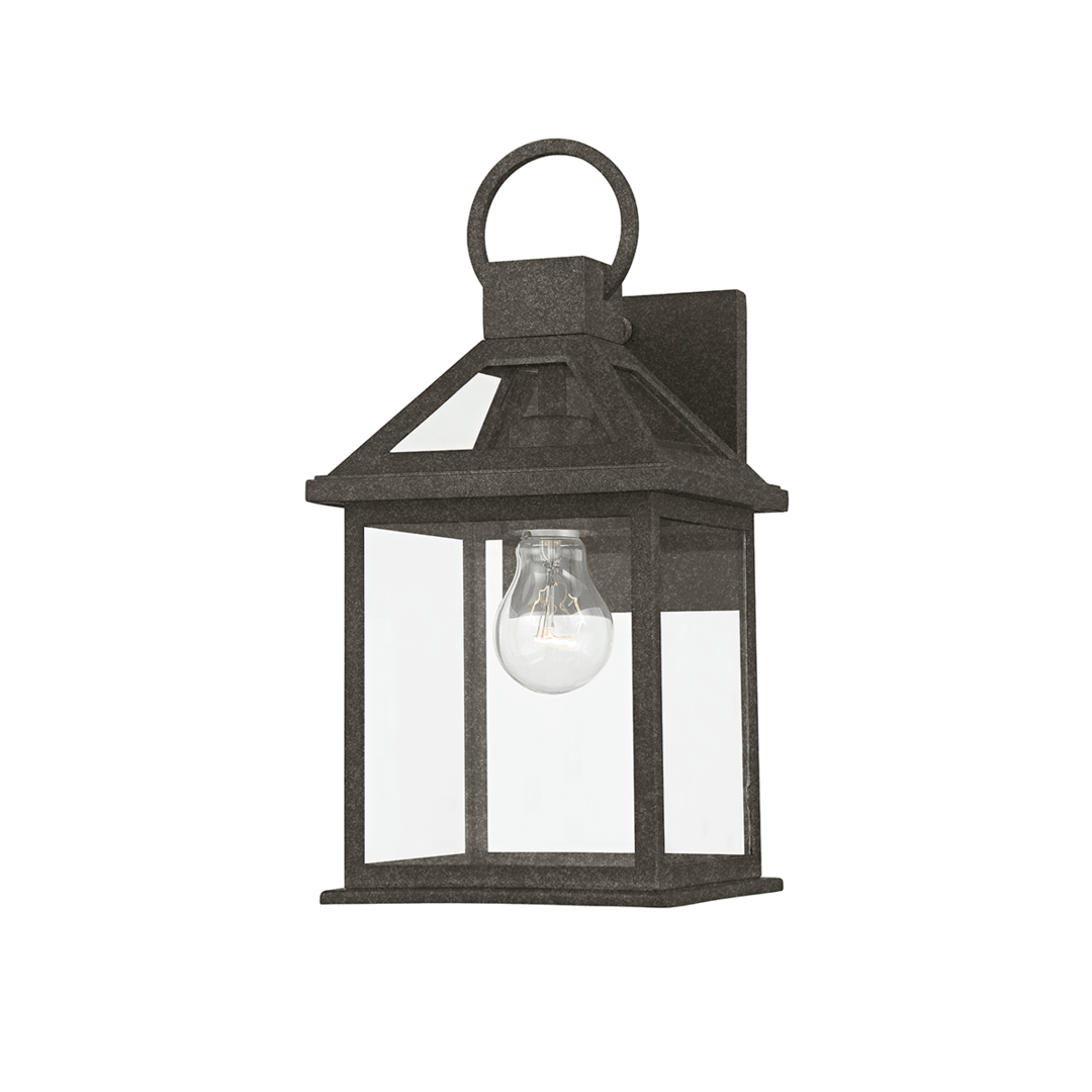 French Iron with Clear Glass Shade Outdoor Wall Sconce - LV LIGHTING