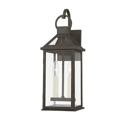 French Iron with Clear Glass Shade Outdoor Wall Sconce - LV LIGHTING