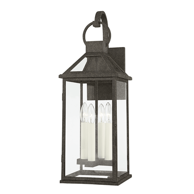 French Iron with Clear Glass Shade Outdoor Wall Sconce - LV LIGHTING