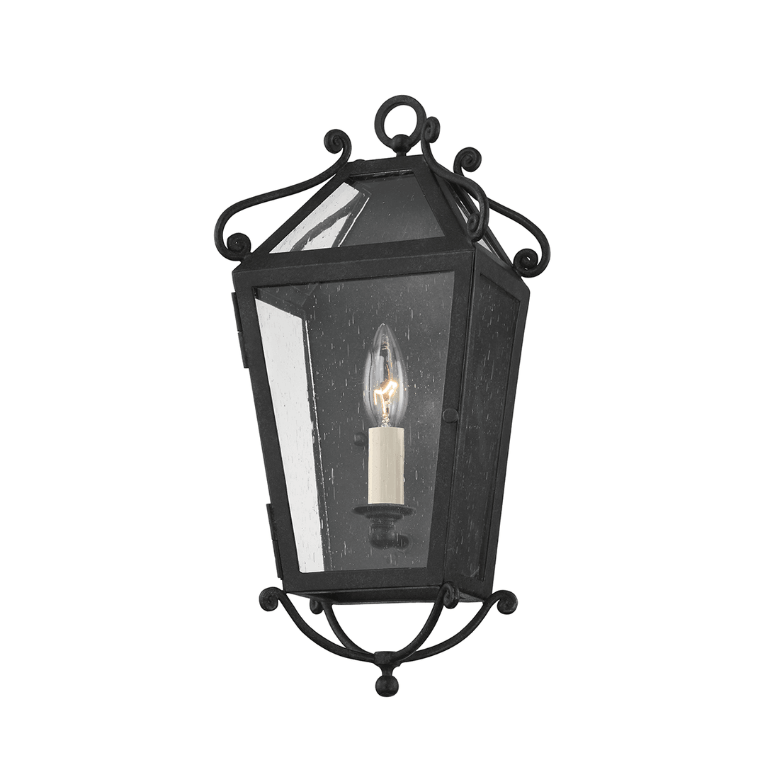 French Iron Frame with Clear Seedy Glass Shade Outdoor Wall Sconce - LV LIGHTING