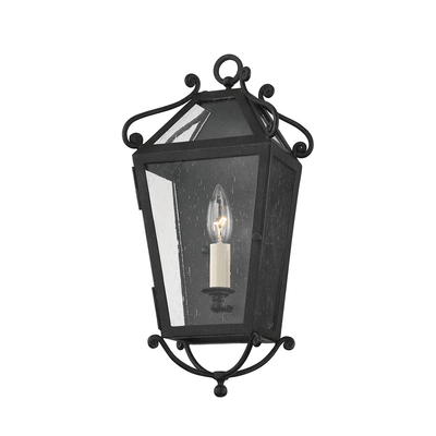 French Iron Frame with Clear Seedy Glass Shade Outdoor Wall Sconce - LV LIGHTING