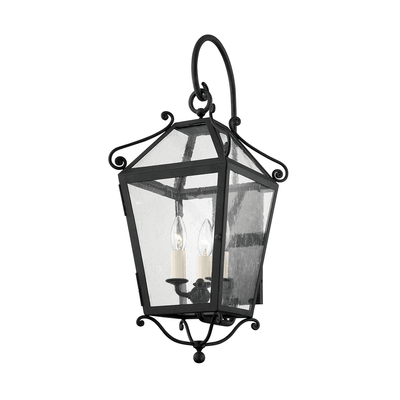 French Iron Frame with Clear Seedy Glass Shade Outdoor Wall Sconce - LV LIGHTING