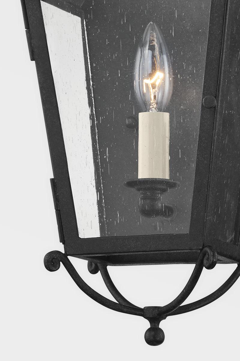 French Iron Frame with Clear Seedy Glass Shade Outdoor Wall Sconce - LV LIGHTING