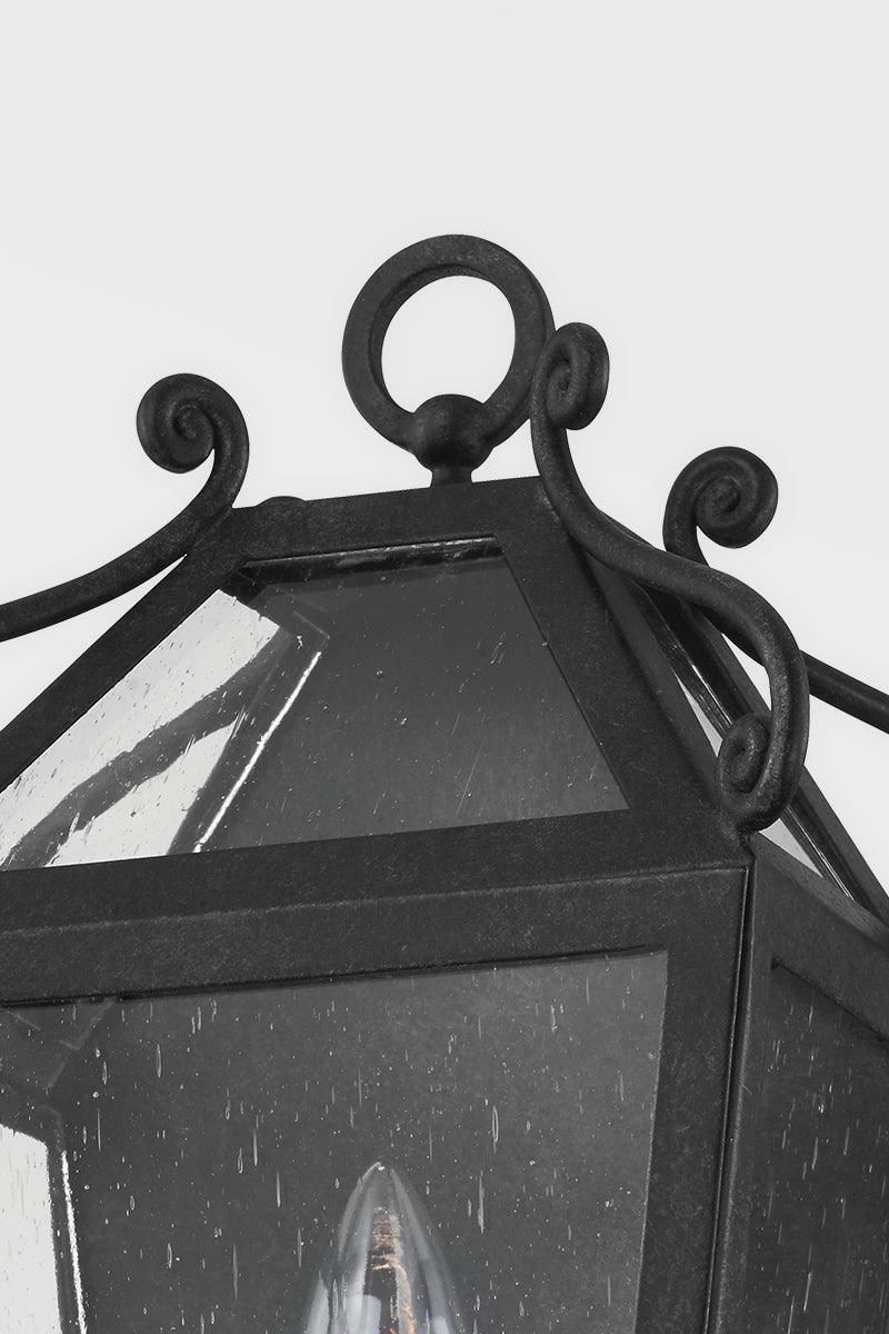 French Iron Frame with Clear Seedy Glass Shade Outdoor Wall Sconce - LV LIGHTING