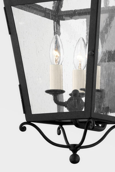 French Iron Frame with Clear Seedy Glass Shade Outdoor Wall Sconce - LV LIGHTING