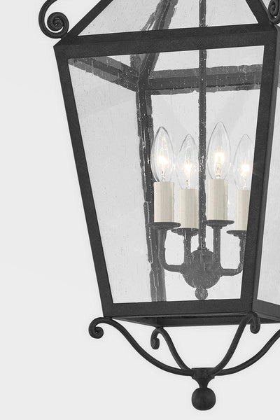 French Iron with Clear Glass Shade Outdoor Pendant - LV LIGHTING