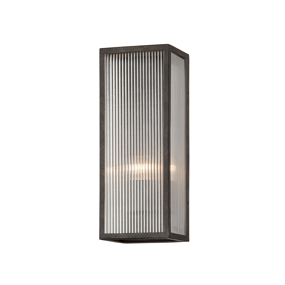 French Iron Frame with Clear Ribbed Glass Outdoor Wall Sconce - LV LIGHTING