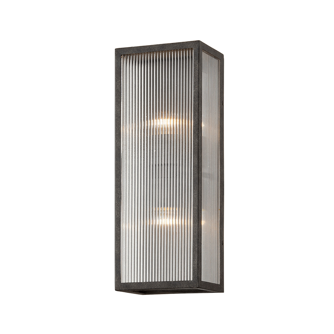 French Iron Frame with Clear Ribbed Glass Outdoor Wall Sconce - LV LIGHTING