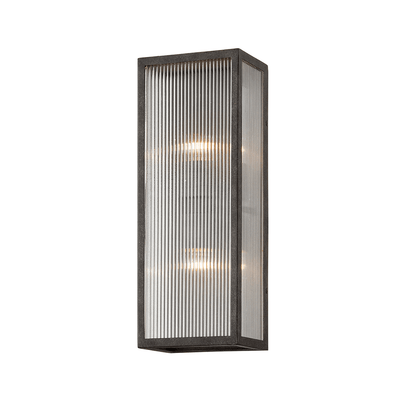 French Iron Frame with Clear Ribbed Glass Outdoor Wall Sconce - LV LIGHTING