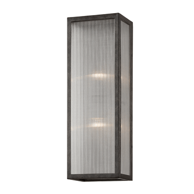 French Iron Frame with Clear Ribbed Glass Outdoor Wall Sconce - LV LIGHTING