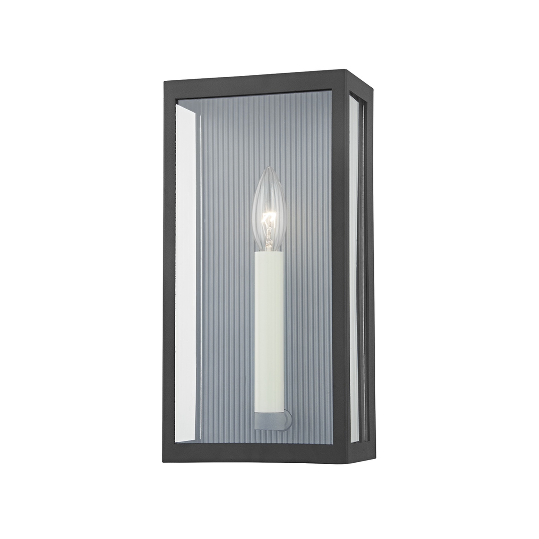 Textured Black Frame with Clear Glass Shade Outdoor Wall Sconce